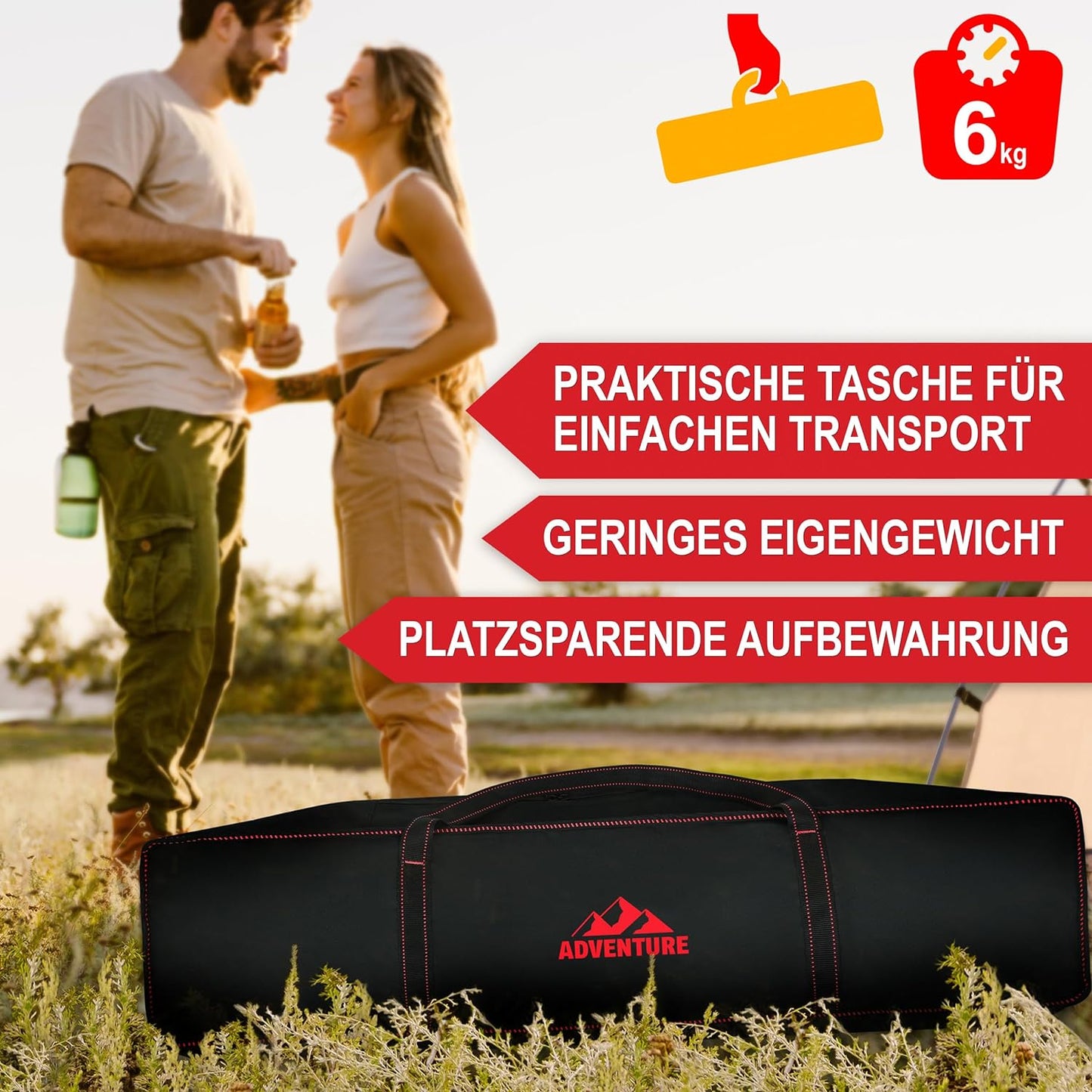 BITTE LESEN !!! Retourenware! Campingstuhl faltbar Klappstuhl Camping Stuhl Hochlehner gepolstert Schwarz Rot