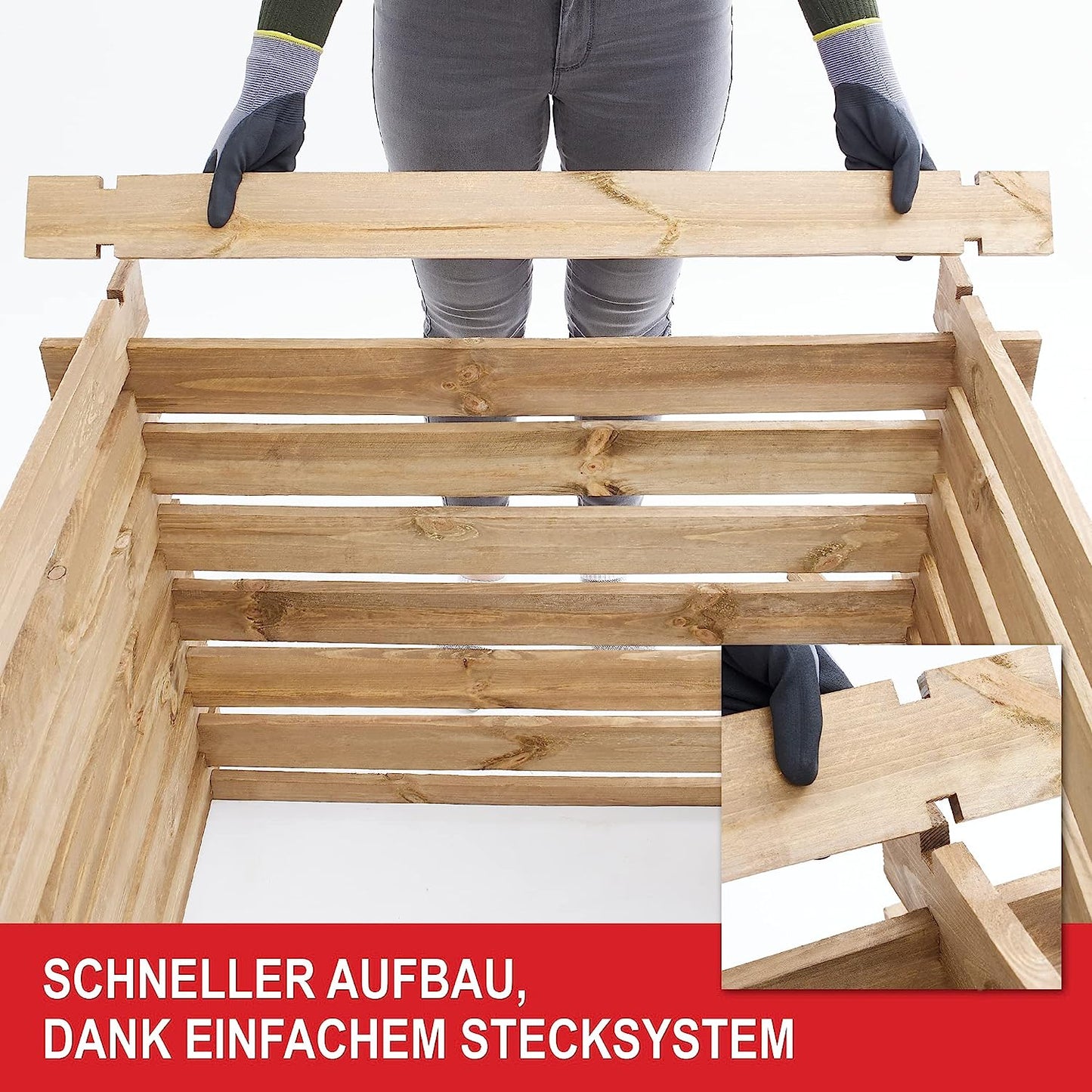 Komposter aus lasiertem Holz - Holzkomposter mit Stecksystem