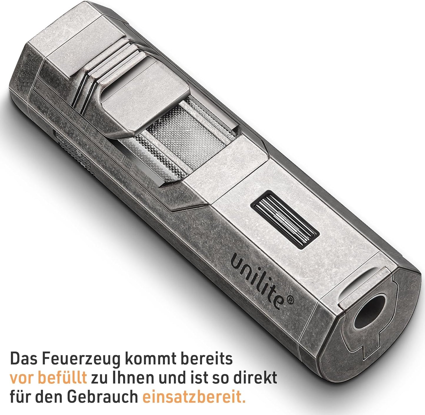 Unilite Feuerzeug Silber Jet 49 Sturmfeuerzeug