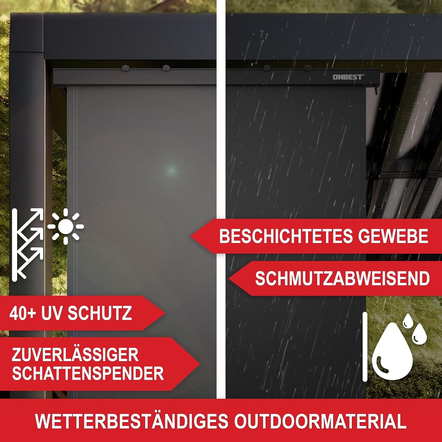 Vertikalmarkise ausziehbar Anthrazit Sichtschutz Windschutz 250 x 180 cm (44476)