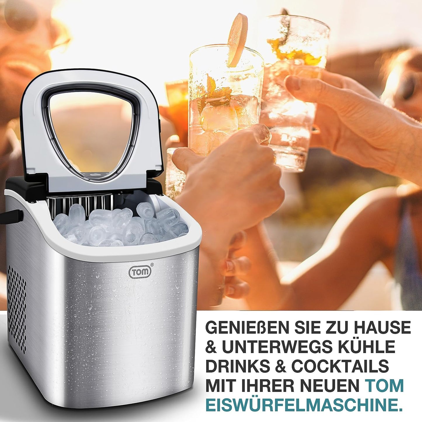 BITTE LESEN !!! Retourenware !  Eiswürfelmaschine Eiswürfelbereiter Eiswürfel Eiswürfelmacher mit 1,3 l Silber