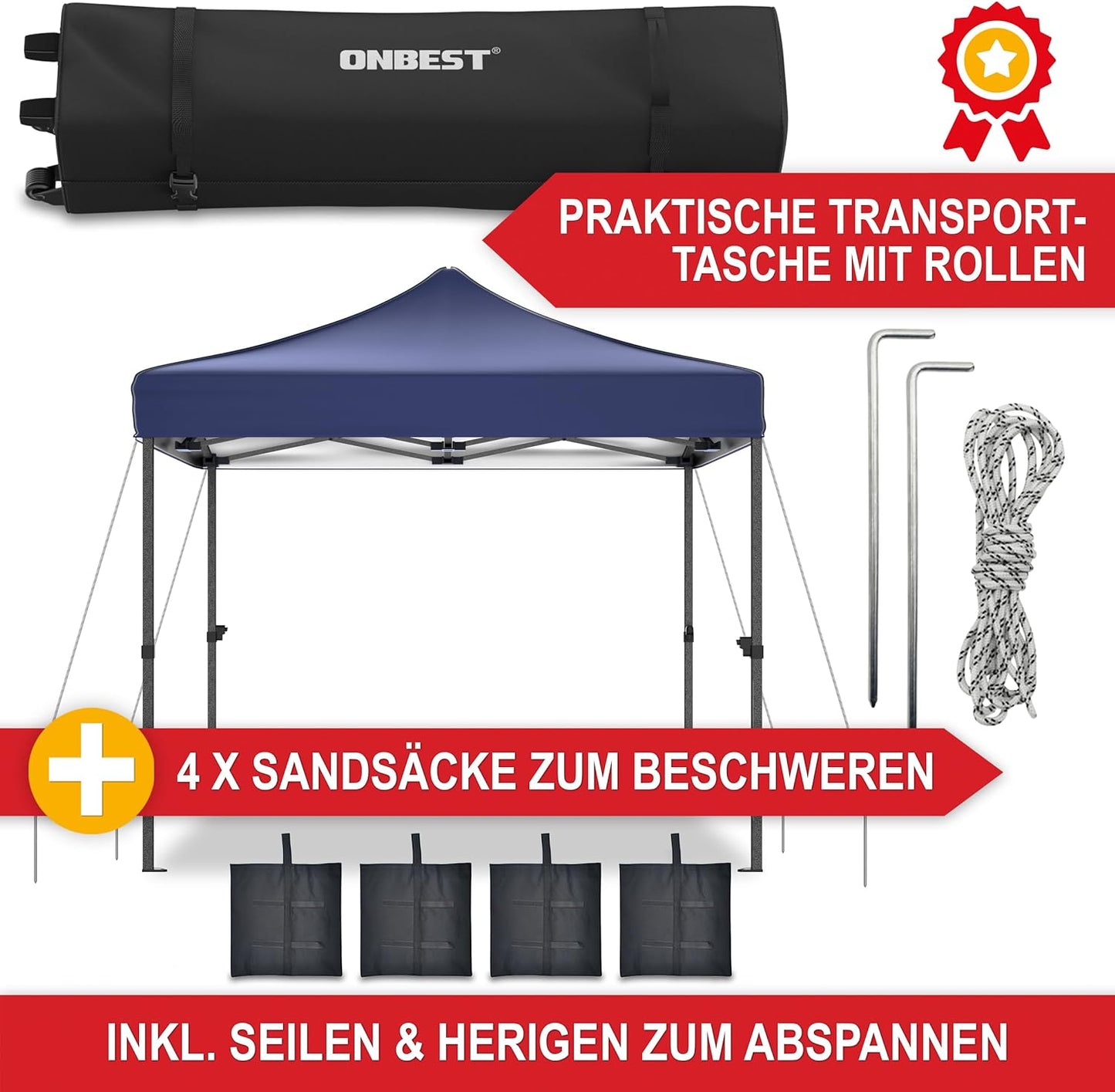 Partyzelt Pavillon Partyzelt Blau Garten 3 x 3 Meter
