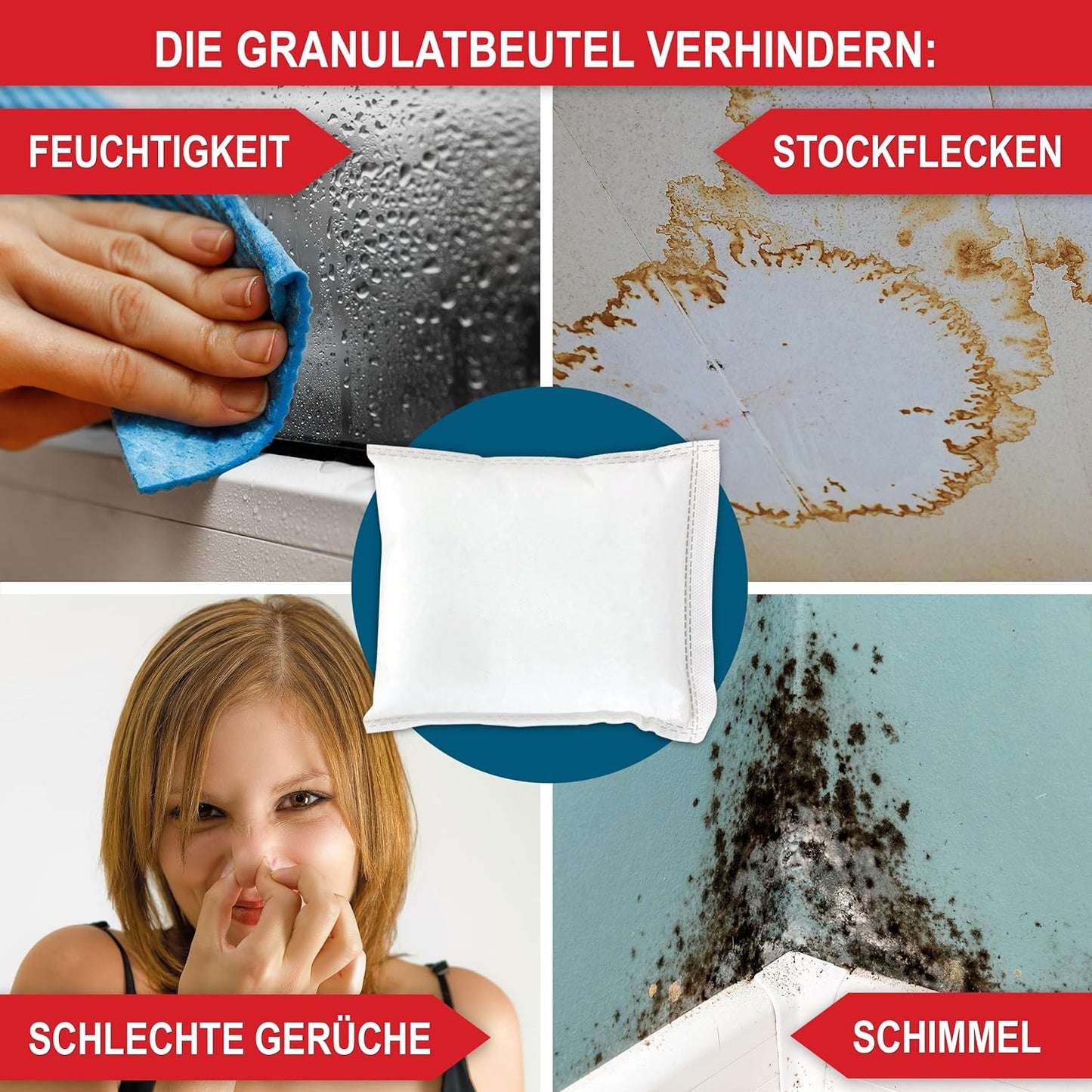 Luftentfeuchter Nachfüll Pack Granulat Beutel Raum Entfeuchter Trockner 14x 400g