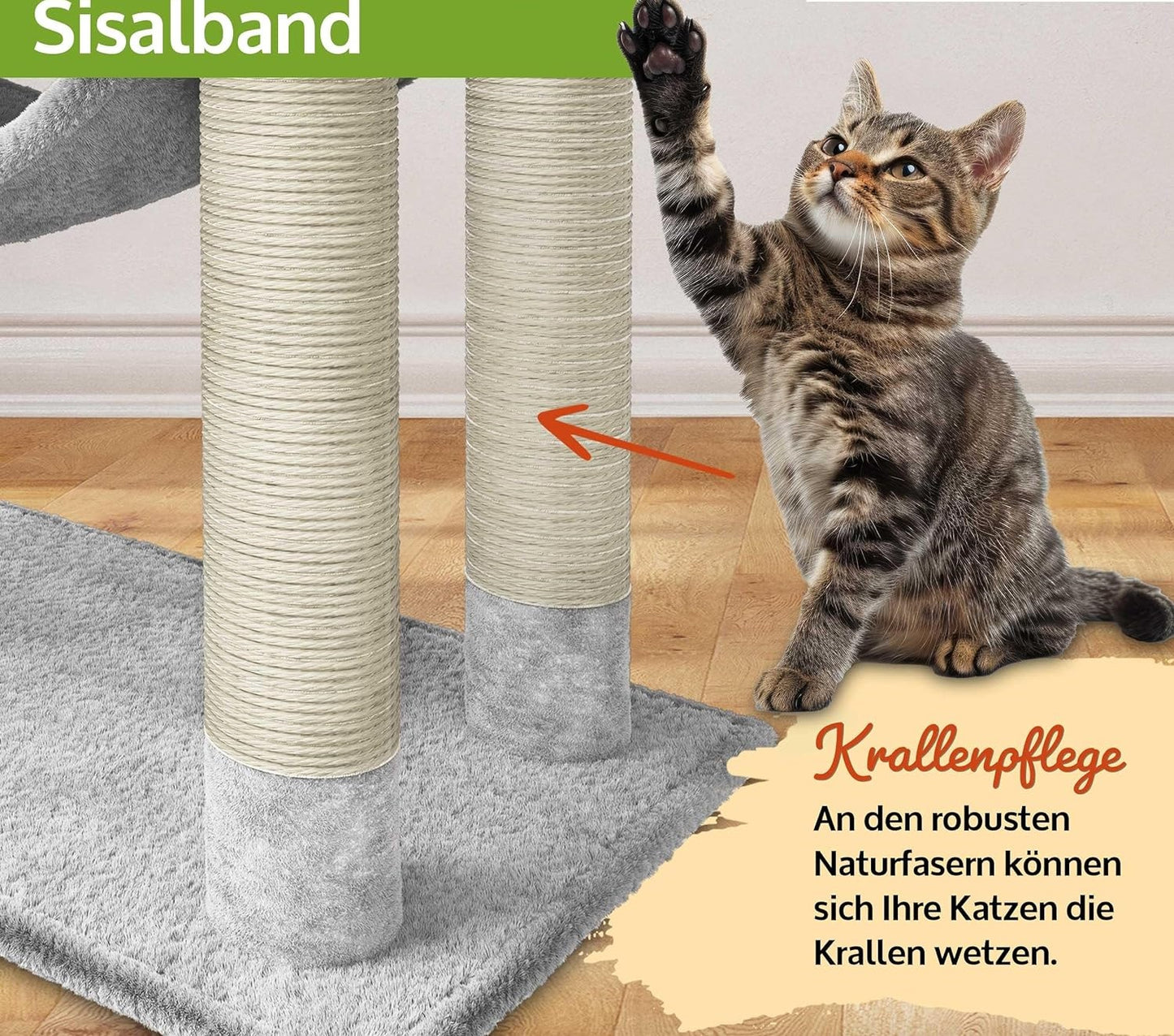 Kletterbaum Katzenbaum Katzenkratzbaum Katzen Emma Hell Grau