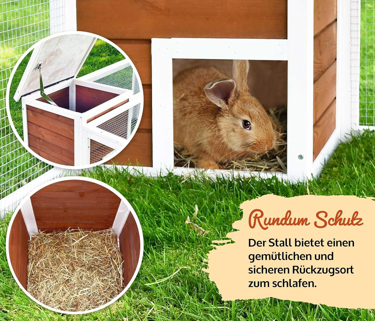 !! Bitte Lesen !! Retourenware ! Freilauf Auslauf Freilaufgehege mit Stall Hasenstall Kaninchenstall Meerschweinchen 218/100/46,5 cm