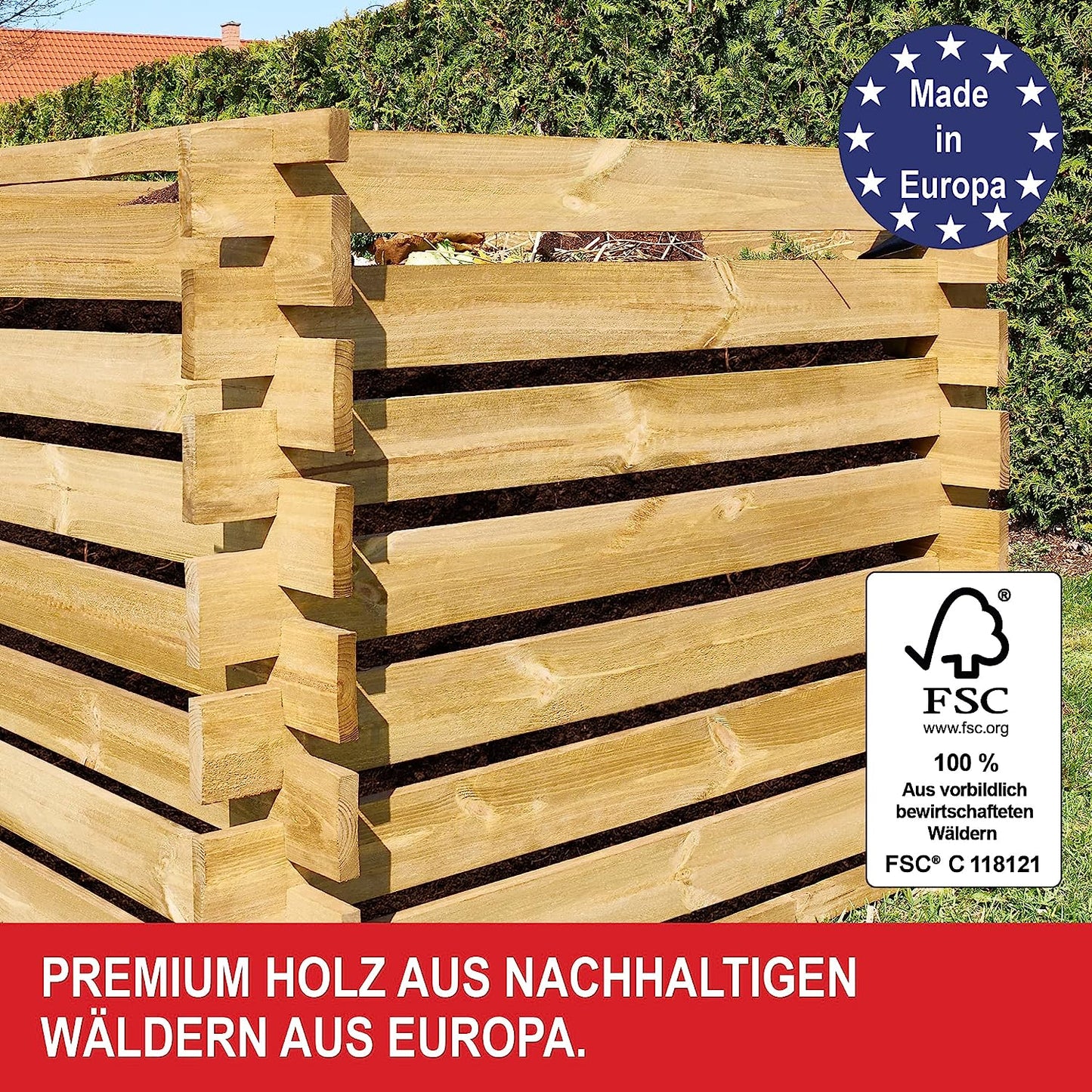 Komposter aus lasiertem Holz - Holzkomposter mit Stecksystem