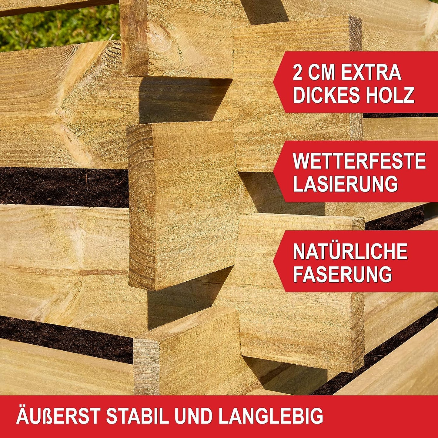 Komposter aus lasiertem Holz - Holzkomposter mit Stecksystem