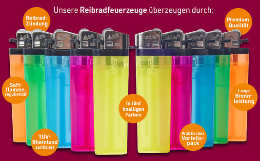 10 Stück Feuerzeuge Reibradfeuerzeuge Einwegfeuerzeug