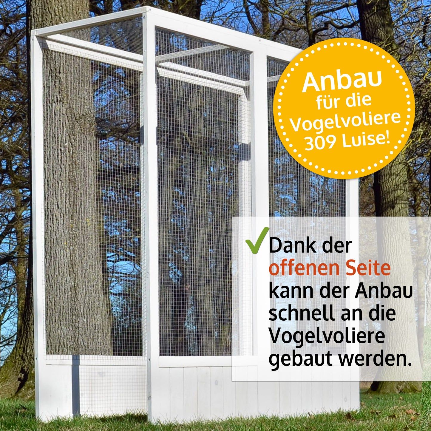 Vogelvoliere Voliere Vogelkäfig Käfig Vogelhaus !! Anbau !! für Vogelvoliere Luise