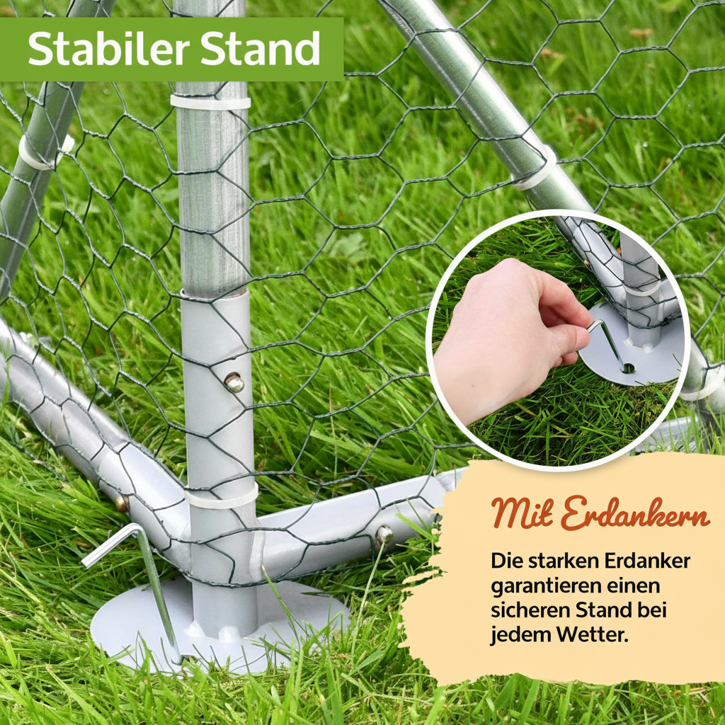 Freilaufgehege XXL Hasen/Kaninchen 400x300x195cm  aus Metall mit Sonnendach/Regenschutz