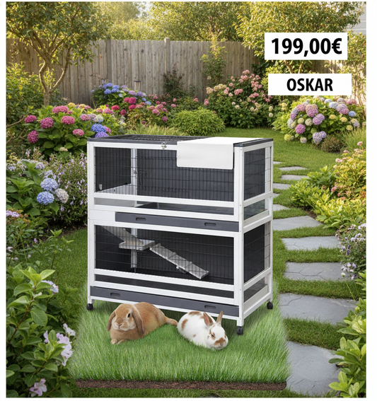 Hasenstall Kaninchenstall Meerschweinchenstall Grau Weiss