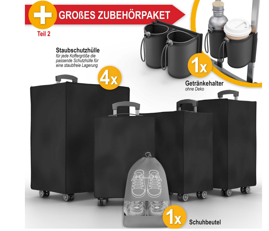 Hartschalenkoffer Kofferset Reisetrolley Hand Koffer Champagner 4-teiliges Kofferset