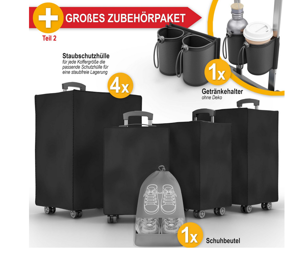 Hartschalenkoffer Kofferset Reisetrolley Hand Koffer Rose Gold 4-teiliges Kofferset