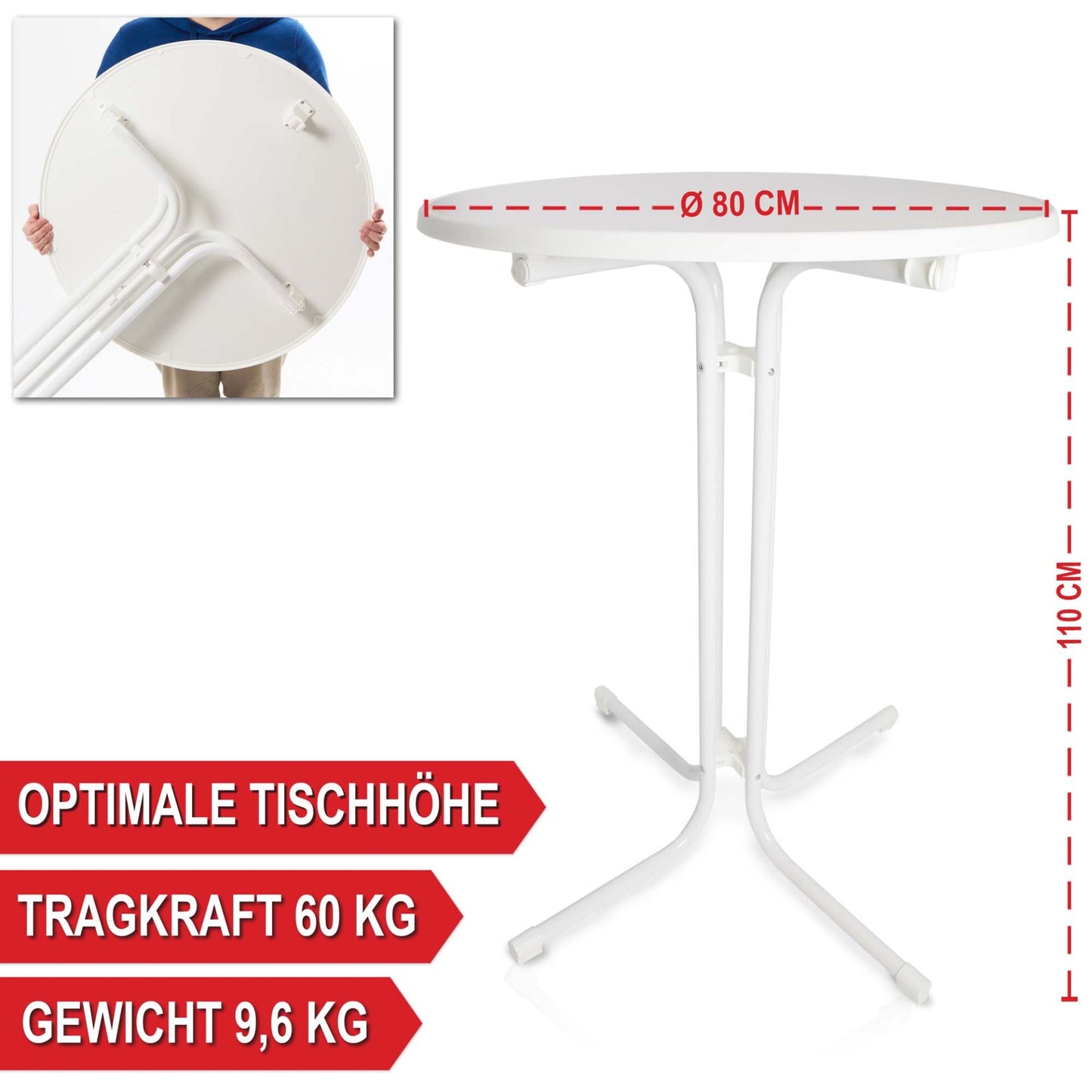 Partytisch Stehtisch Bartisch Imbisstisch Bistrotisch mit Tischhusse Weiss