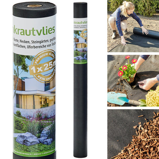 Gartenvlies Unkrautvlies Mulchvlies 50g/ m² 25 m Länge x 1 m Breite (550)