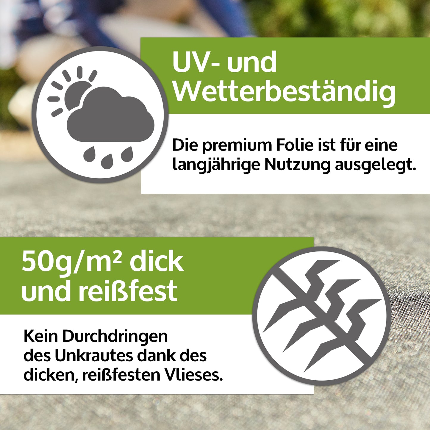Unkrautvlies Gartenvlies Mulchvlies 50g/ m² 50 m Länge x 1 m Breite (551)
