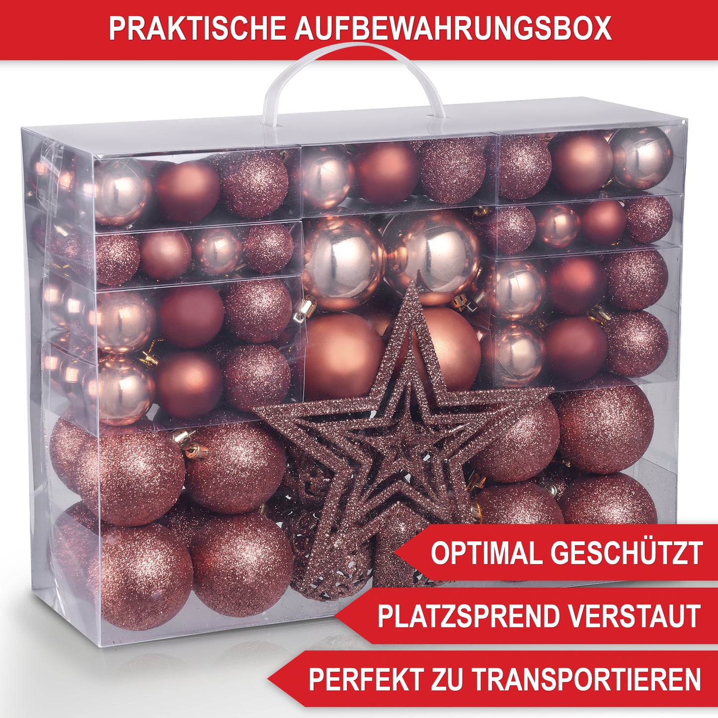 Weihnachtskugeln aus Kunststoff Christbaumschmuck  Braun