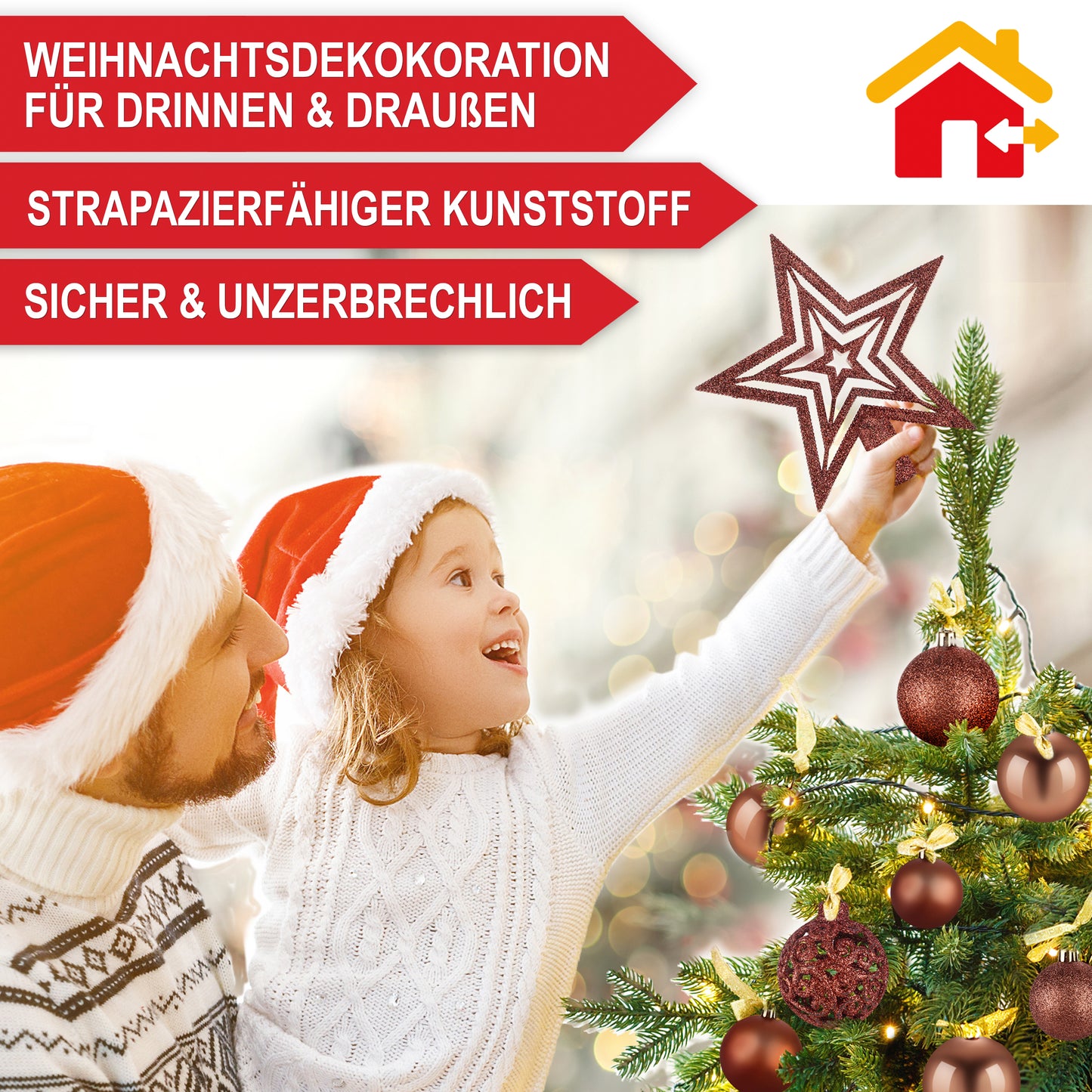 Weihnachtskugeln aus Kunststoff Christbaumschmuck  Braun
