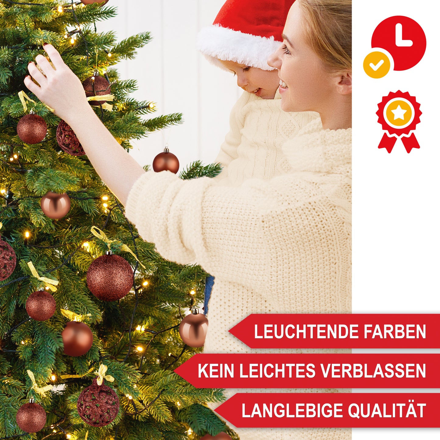 Weihnachtskugeln aus Kunststoff Christbaumschmuck  Braun
