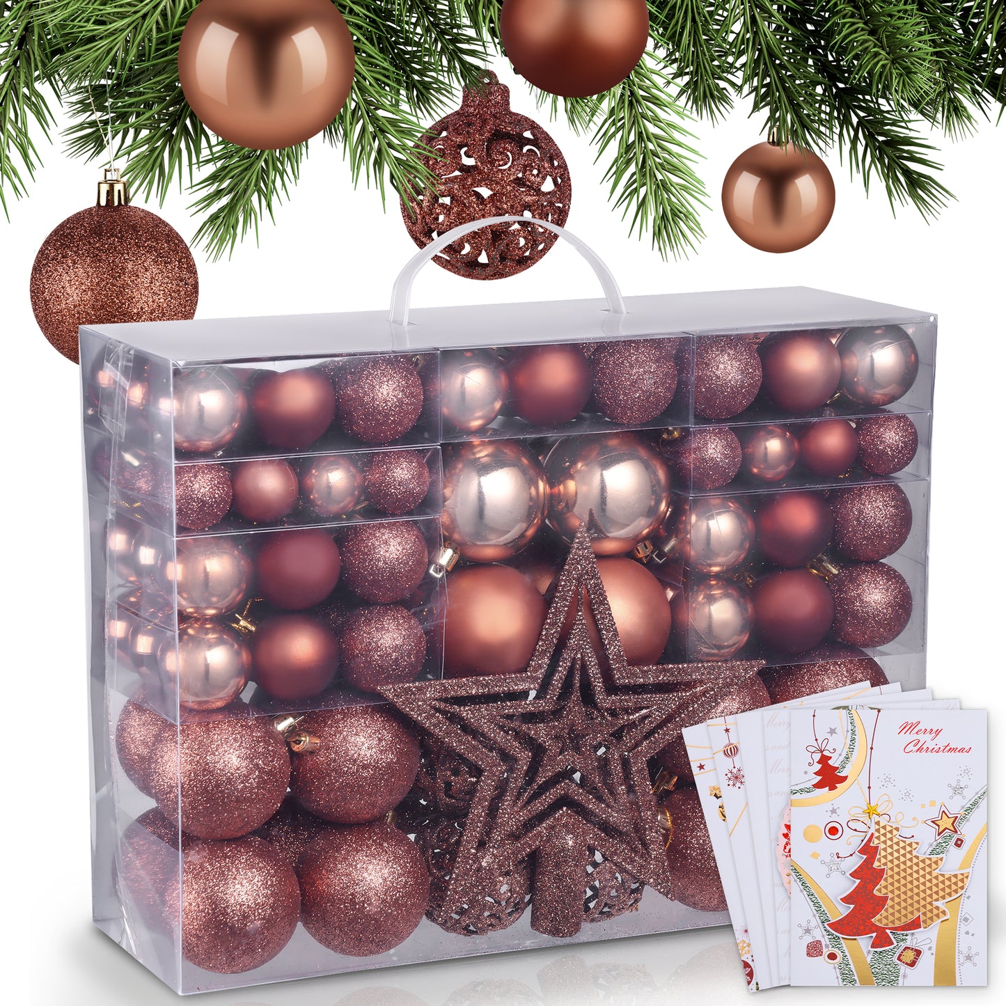 Weihnachtskugeln aus Kunststoff Christbaumschmuck  Braun