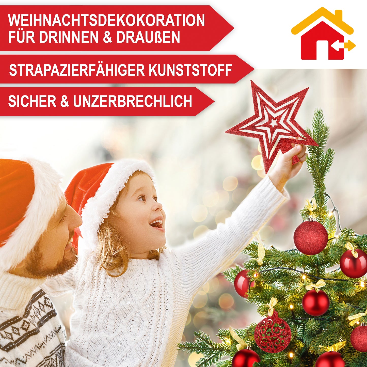 Weihnachtskugeln aus Kunststoff Christbaumschmuck 128-teiliges Set   Rot