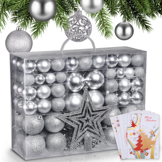 Weihnachtskugeln aus Kunststoff Christbaumschmuck   Silber
