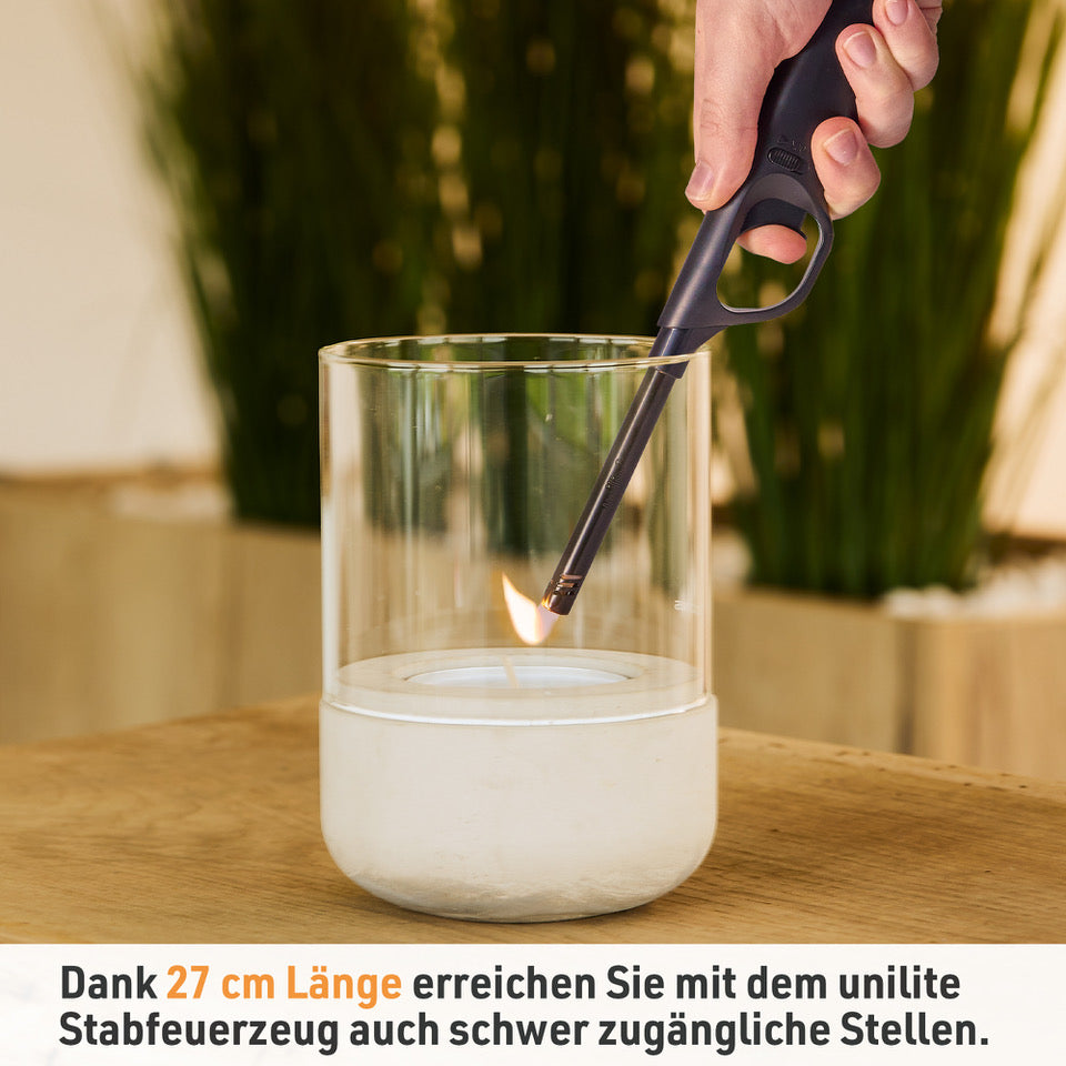 Stabfeuerzeug 4er Set mit Nachfüller (schwarz, blau, weiß, rot)
