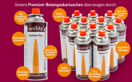12 x Gaskartuschen Butangas Camping Unkrautbrenner Campingkocher