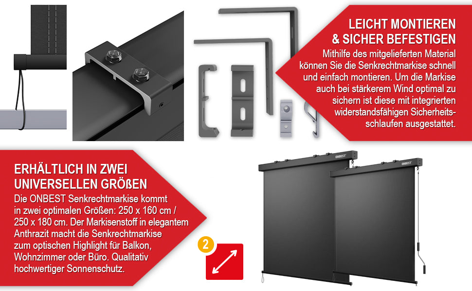 BITTE LESEN !!! Retourenware ! Senkrechtmarkise Markise Sonnenschutz Windschutz Anthrazit 160 x 250cm