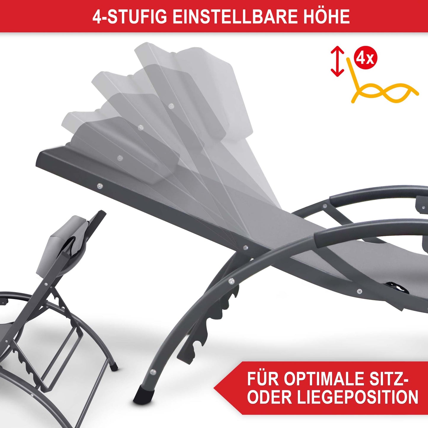 Gartenliege Relaxliege Liege Lounger Sonnenliege Outdoor Grau