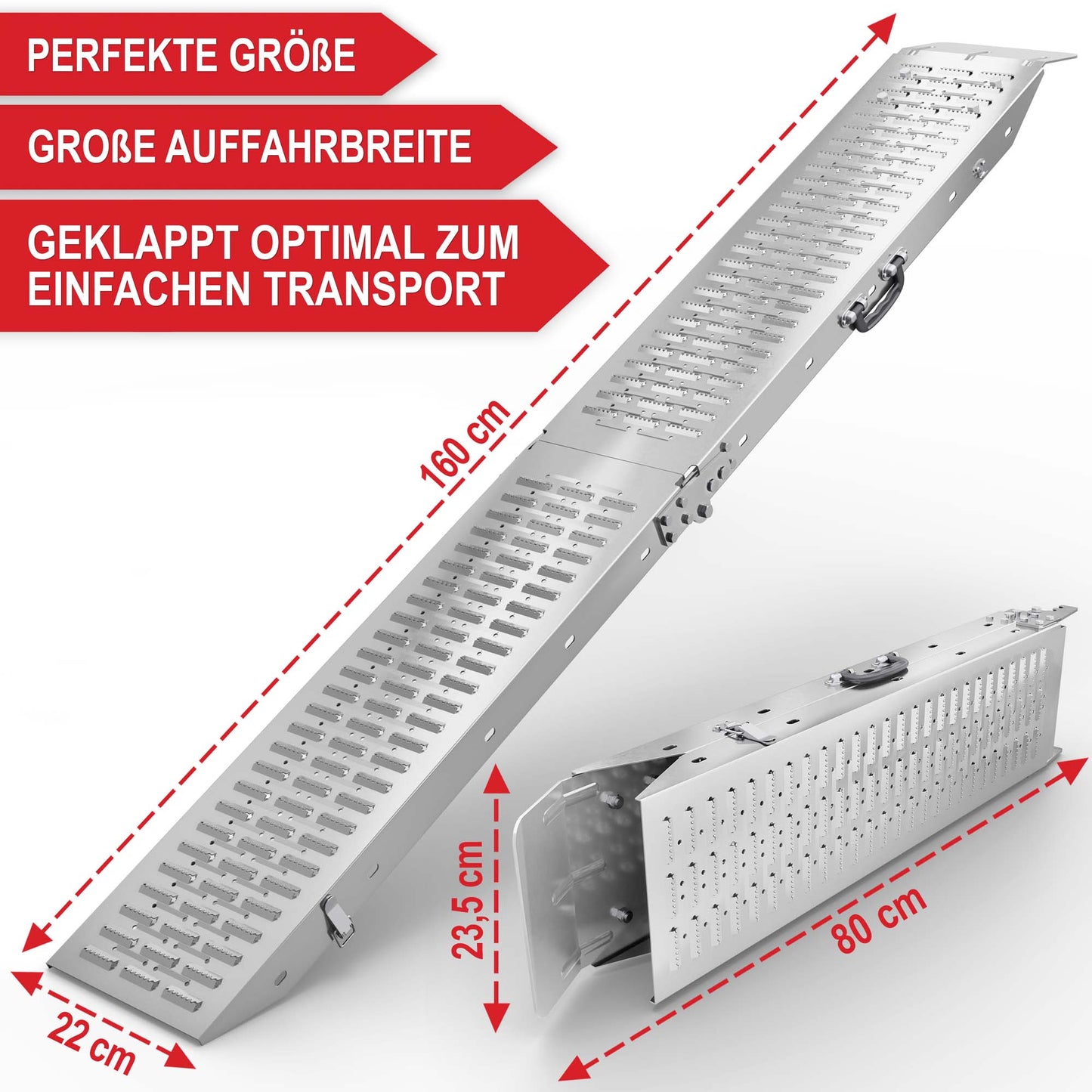 Klappmechanismus Auffahrrampe 400kg Pkw Stahl Lade Verlade Auto Auffahr Rampe
