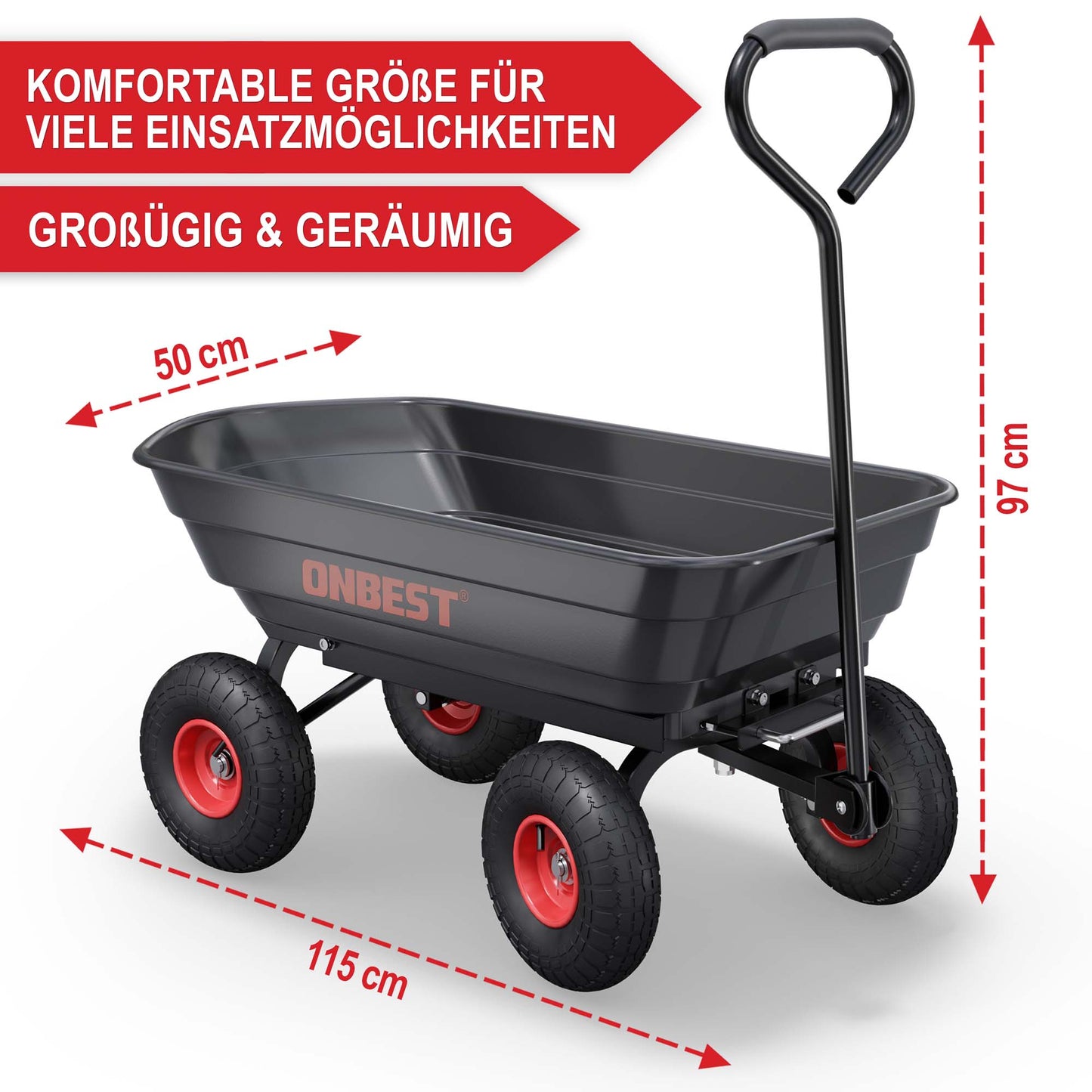 Gartenwagen mit Kippfunktion Transportwagen Hand Transport Geräte Wagen