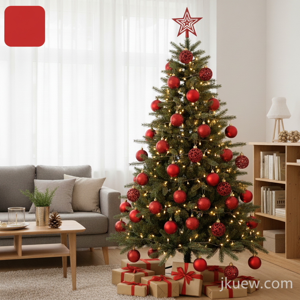 Weihnachtskugeln aus Kunststoff Christbaumschmuck 128-teiliges Set   Rot