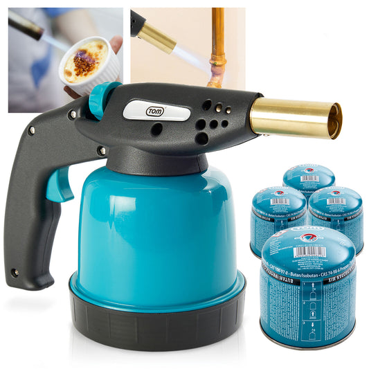 Lötbrenner Bunsenbrenner Gasbrenner mit 4 Gaskartuschen 190 g Universal Gaskartuschen