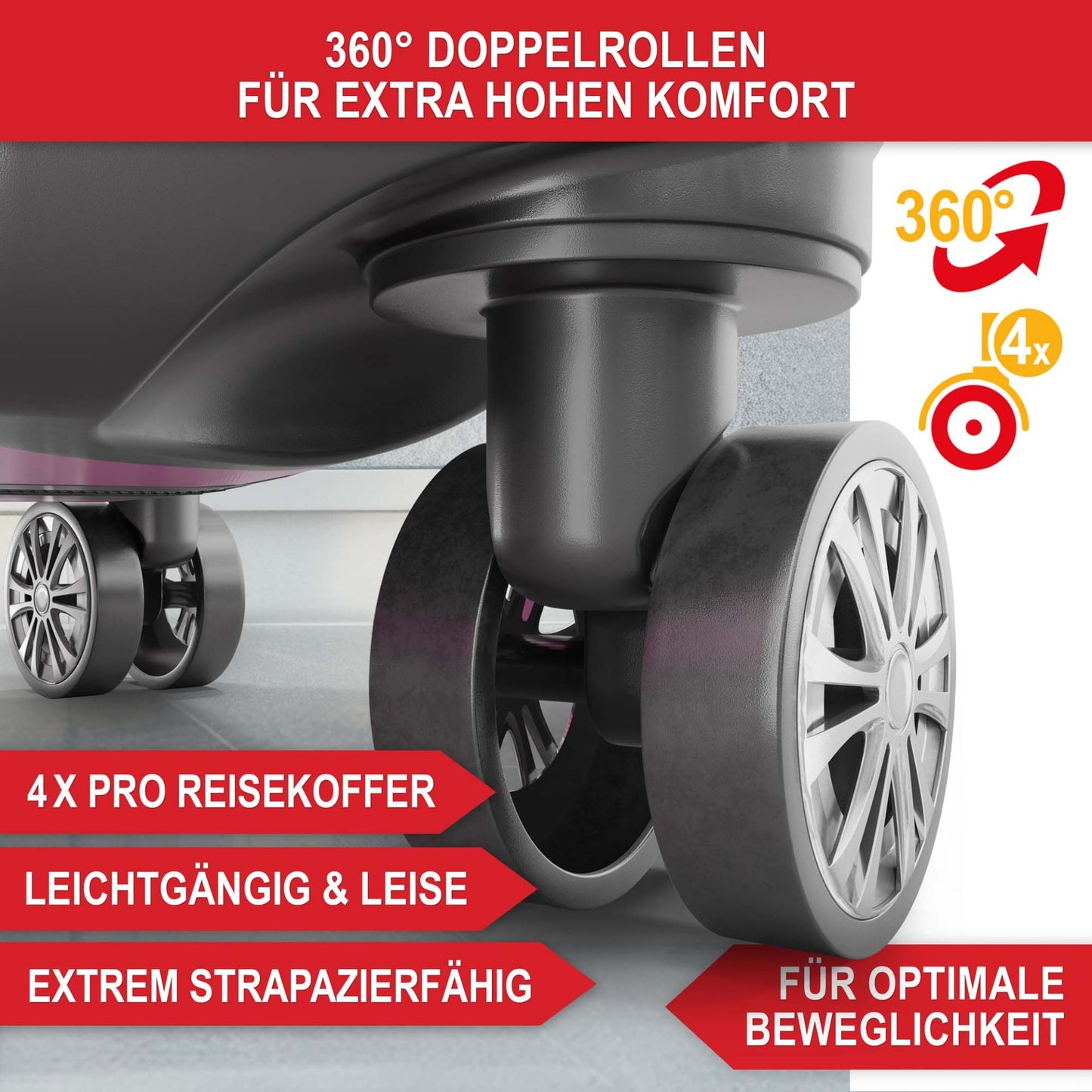 3 teiliges Kofferset Pink   S-M-L