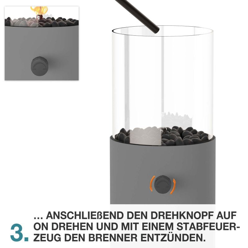 Tischkamin Gas Grau