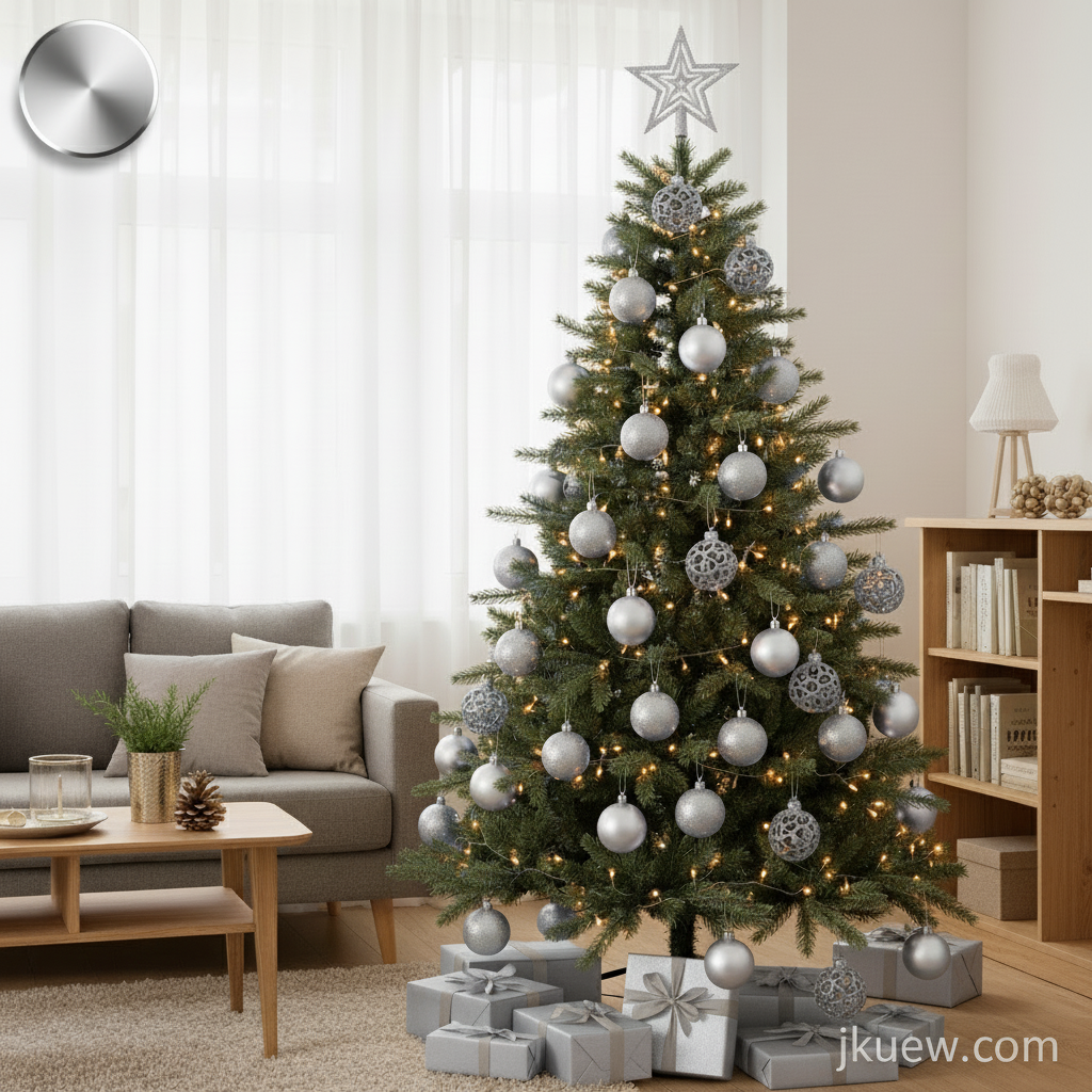 Weihnachtskugeln aus Kunststoff Christbaumschmuck   Silber
