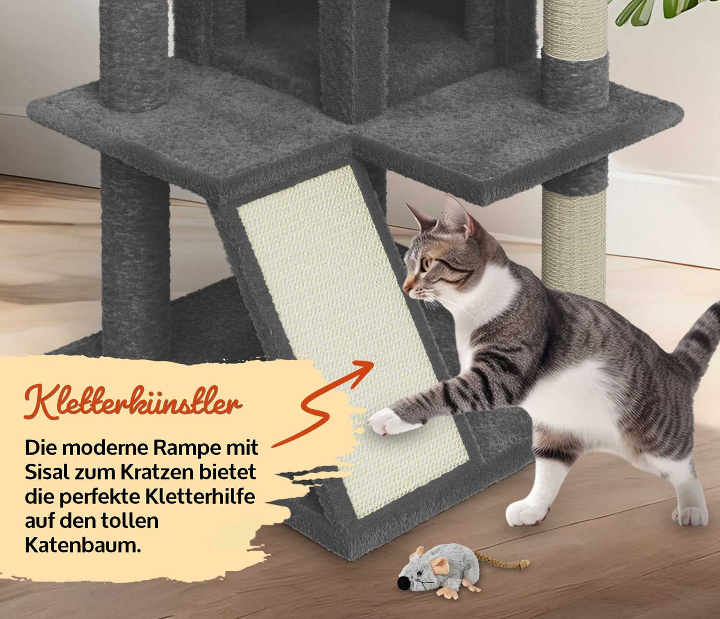 Kitty Dunkel Grau Katzenbaum Kletterbaum Katzenkratzbaum Katzen